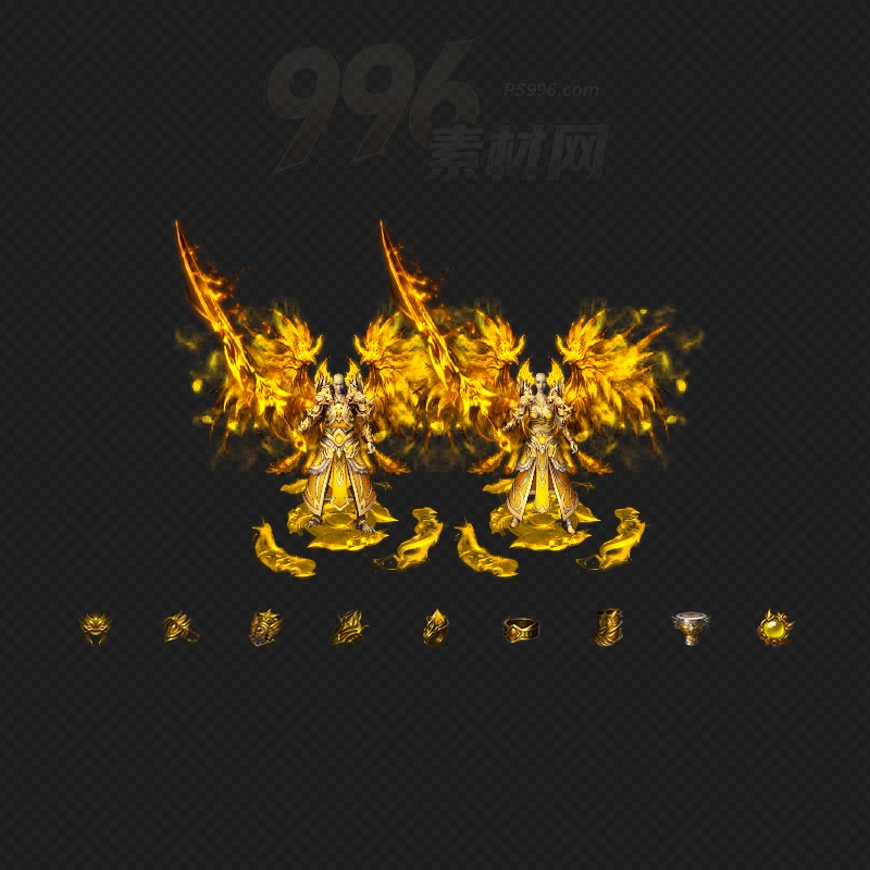 黄金幼羽战甲男女+黄金之剑+首饰传奇素材内外包裹地面序列齐全202511121