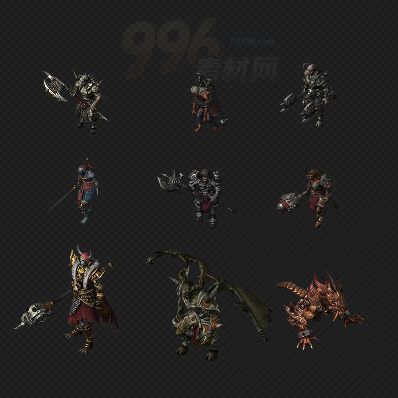 9款传奇怪物系列PNG序列方向坐标齐全素材202511251