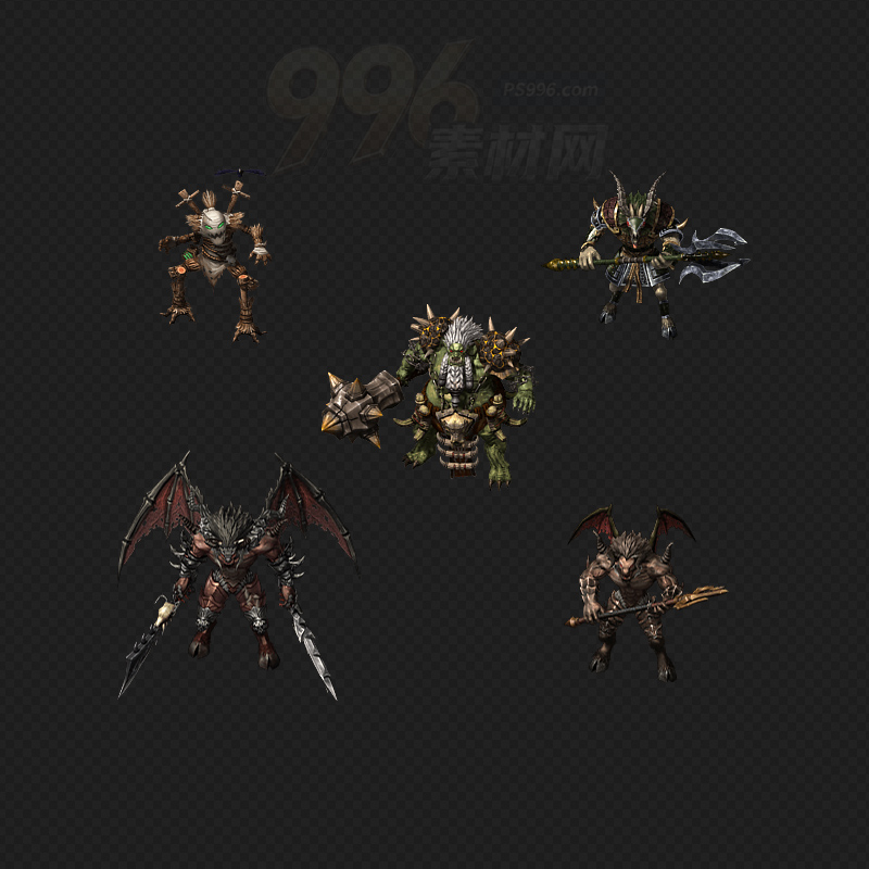 5款传奇怪物素材PNG序列方向坐标齐全20260209